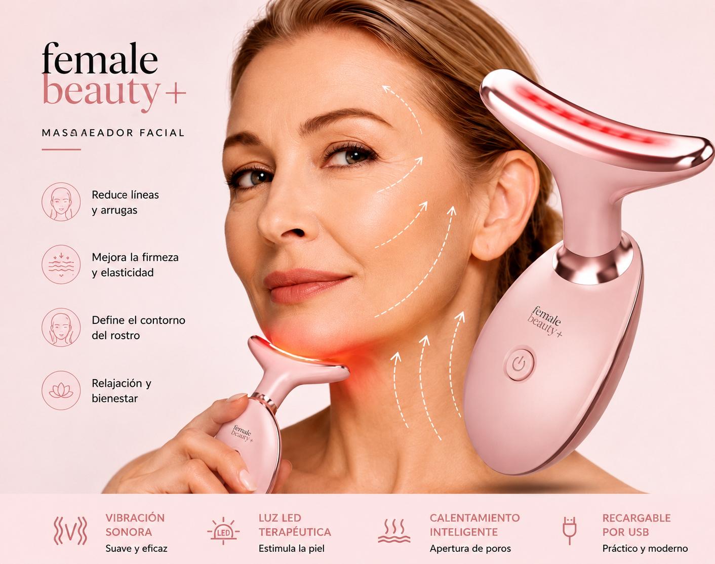 Masajeador Facial y de Cuello con Luz LED – Cuidado de la Piel en Casa